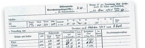 Auftragsschein aus dem Jahr 1941