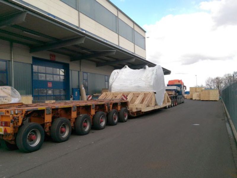 Verpackung eines Gußteils mit 96 Tonnen